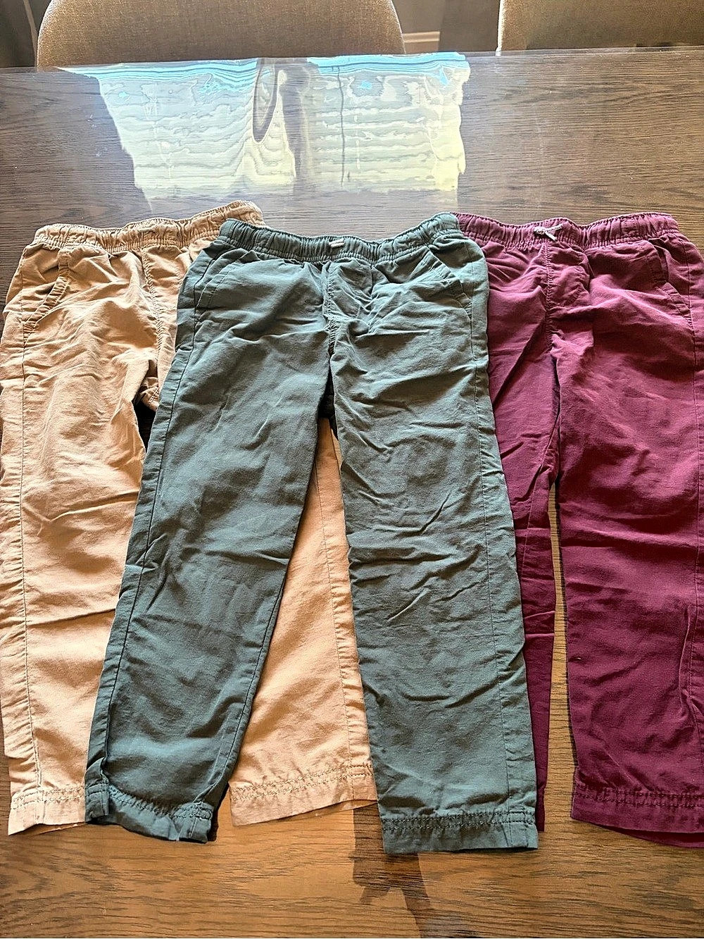 Jumping Beans Casual Pants 3-Pack in Green, Tan & Red Size 5T Like New